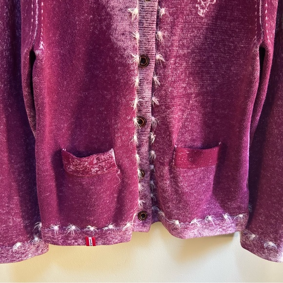 Almgwand ~Vintage Austrian Reindeer Button Front Hoodie Cardigan Sweater~ XL /16 - Picture 3 of 15